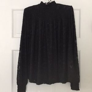 Faux lace black long sleeved shirt